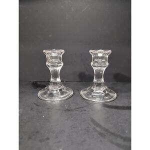 Glass‎ Candlesticks Set, Single Light Candle Holders, Home Decor, Pair